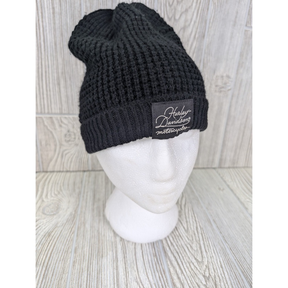 Harley Davidson Womens Knit Beanie Hat Cap One Size Motorcycle Biker Cursive